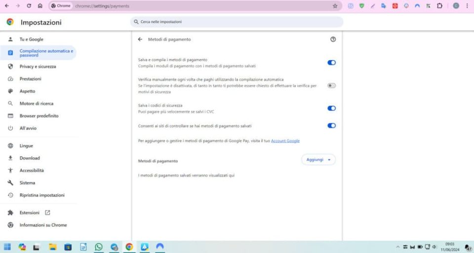 aggiungere o aggiornare metodi di pagamento in google chrome 3