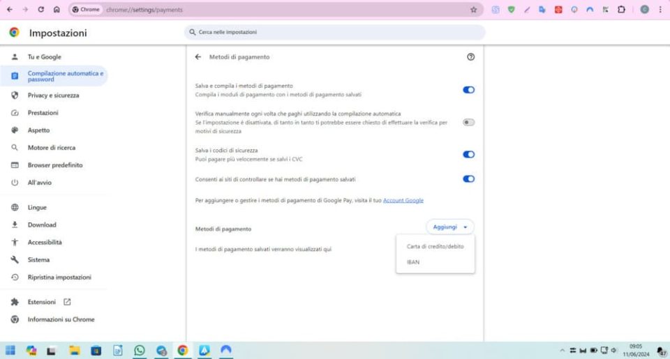 aggiungere o aggiornare metodi di pagamento in google chrome 4