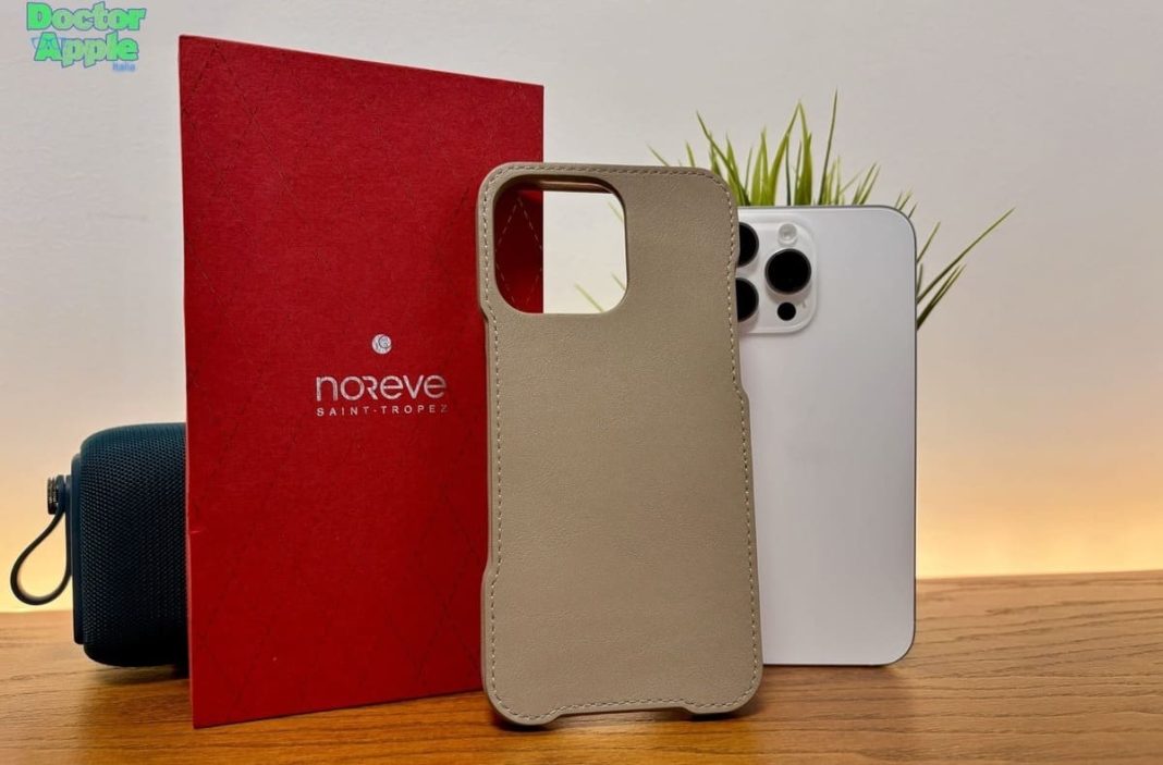 noreve, custodia in pelle per iphone 16 pro max pregiata e elegante